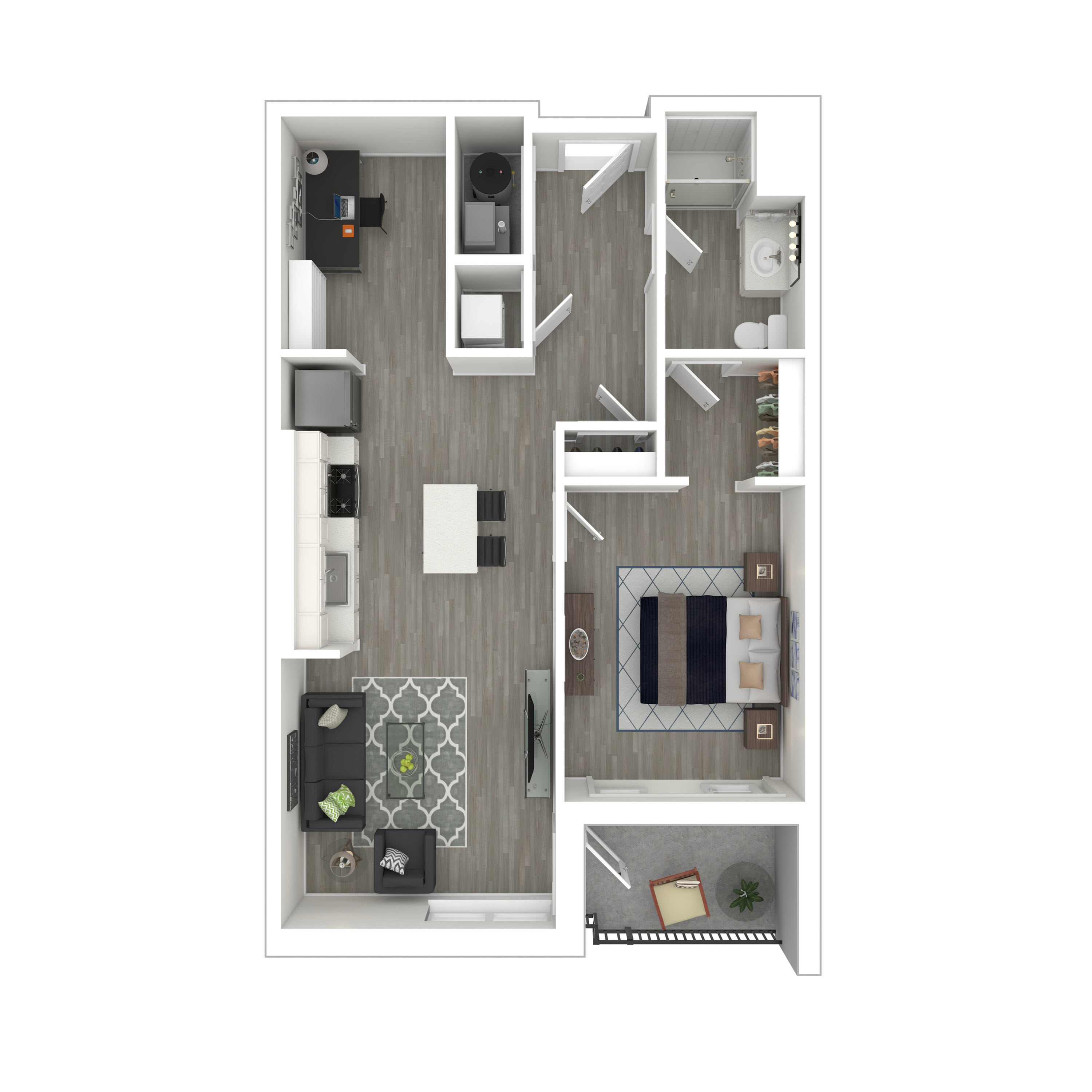 Floor plan for 1 bed, 1 bath, 804 sqft
